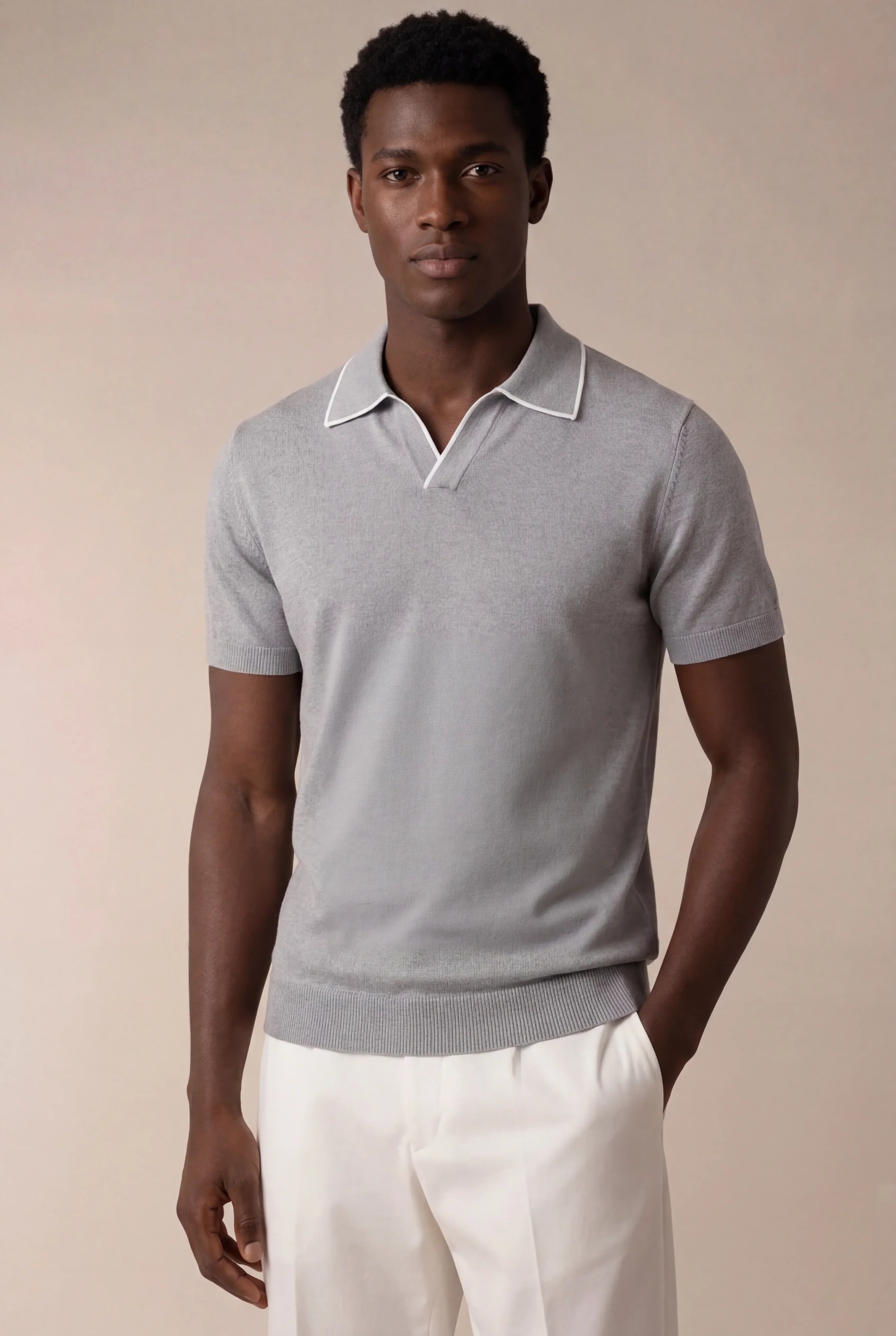 Light Grey Buttonless Polo